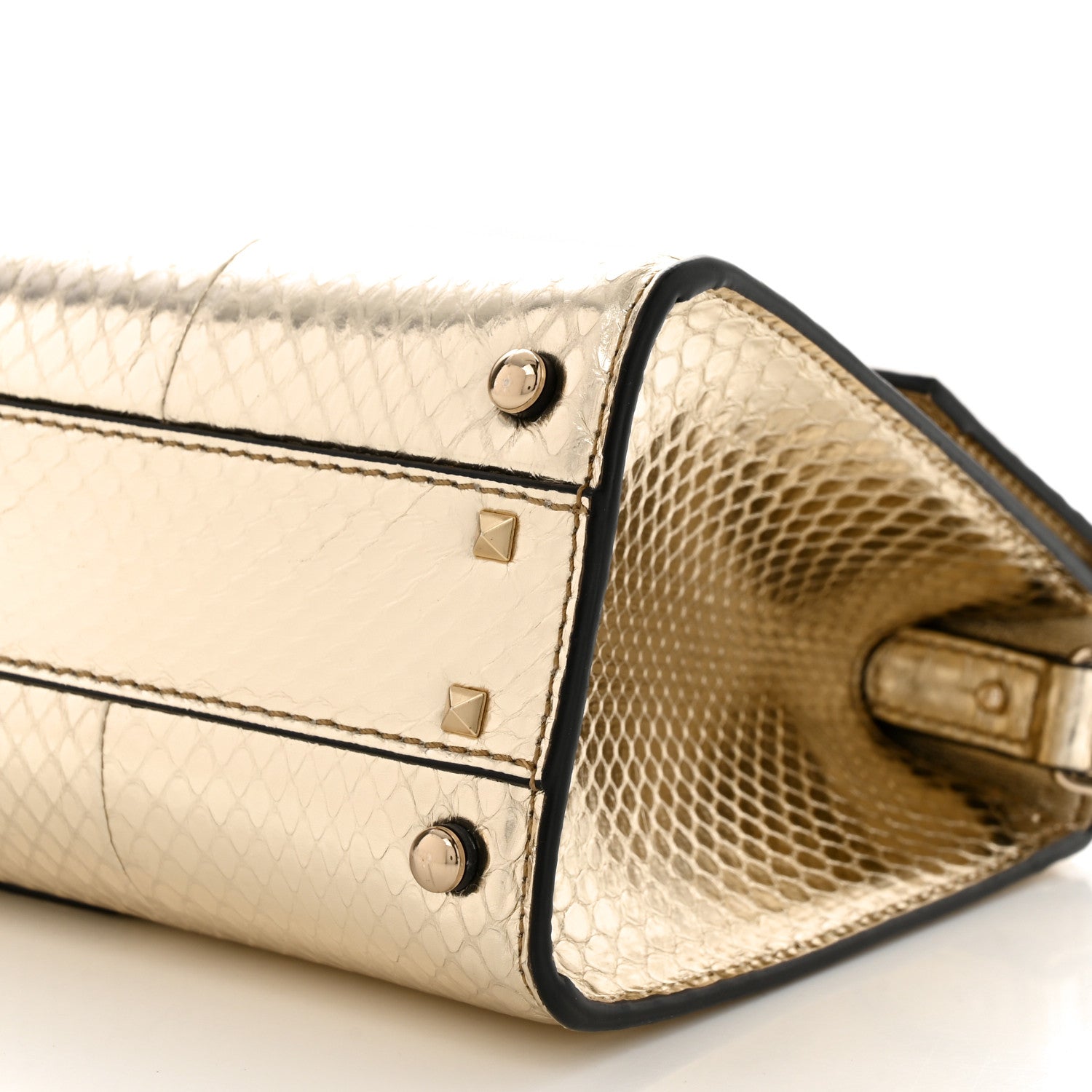 Valentino Garavani Metallic Calfskin Snake Embossed Mini VSling Top Handle Bag Gold 9 of 9