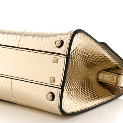 Valentino Garavani Metallic Calfskin Snake Embossed Mini VSling Top Handle Bag Gold 9 of 9