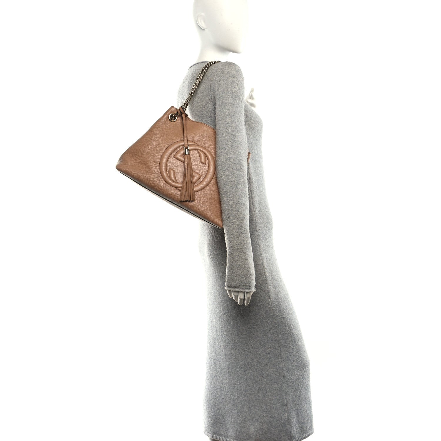 Gucci Pebbled Calfskin Medium Soho Chain Shoulder Bag Camelia 2 of 10