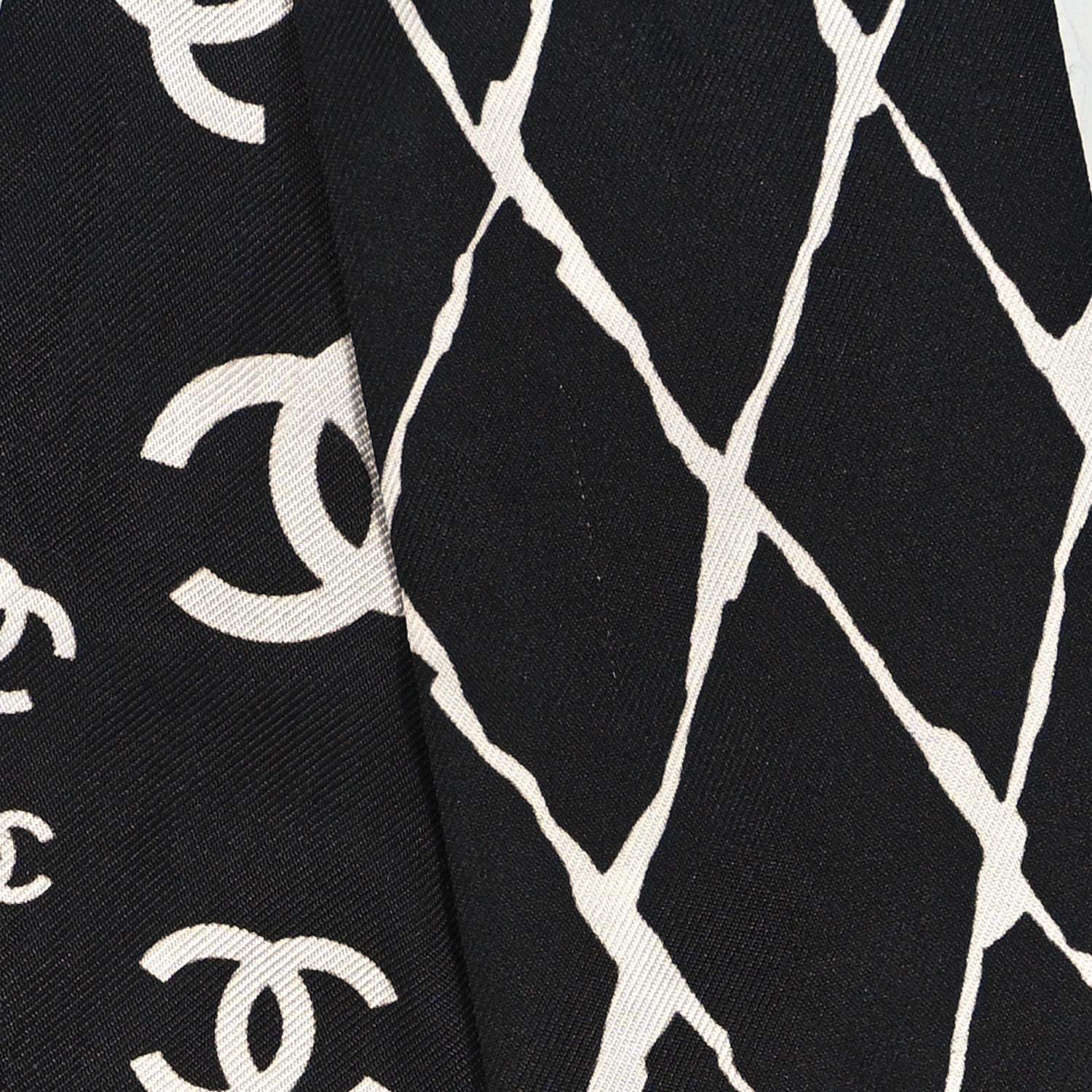Chanel Silk CC Slim Bandeau Scarf Black White 5 of 5
