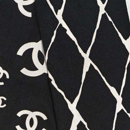 Chanel Silk CC Slim Bandeau Scarf Black White 5 of 5