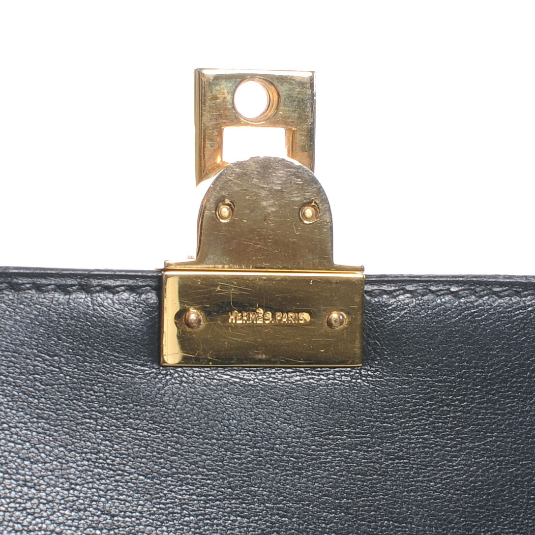 Box Leather Cadena Flap Black