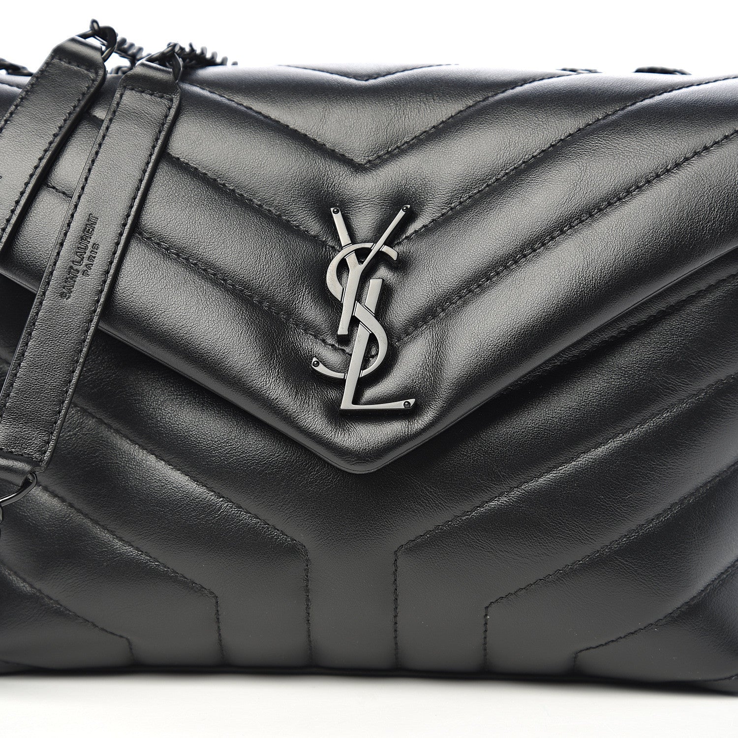 Saint Laurent Calfskin Y Quilted Monogram Small Loulou Chain Satchel Black 9 of 9