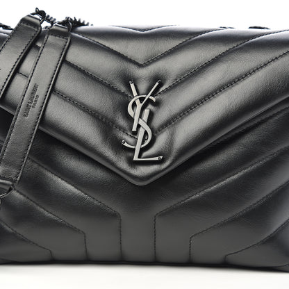 Saint Laurent Calfskin Y Quilted Monogram Small Loulou Chain Satchel Black 9 of 9