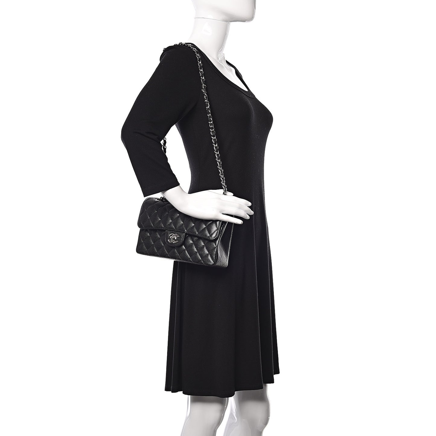 Caviar Quilted Small Double Flap Black