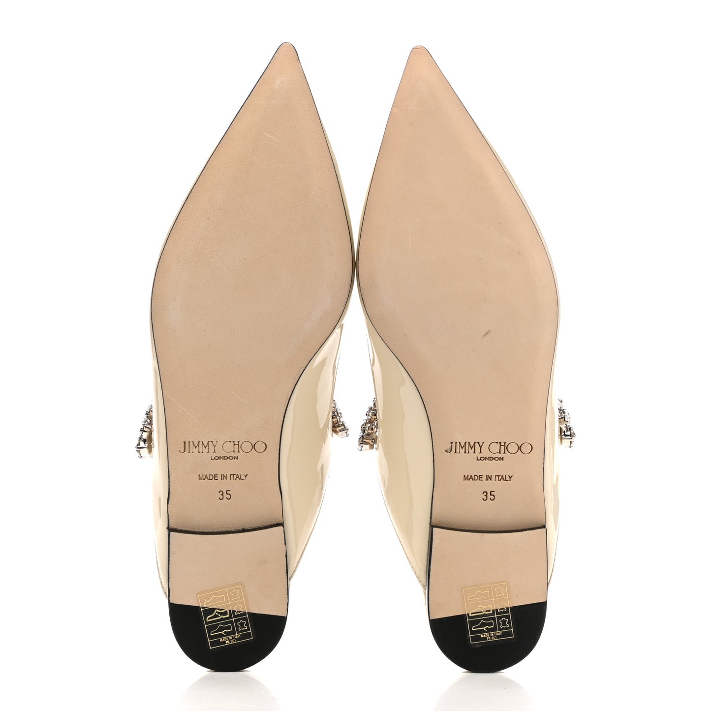 Patent Crystal Bing Mule Flats 35 Linen