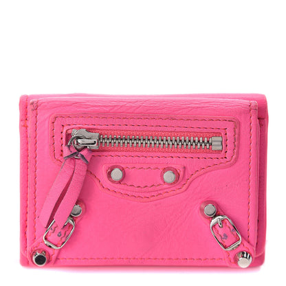 Balenciaga Agneau Arena Classic Hardware Mini Wallet Rose Fluo 1 of 12