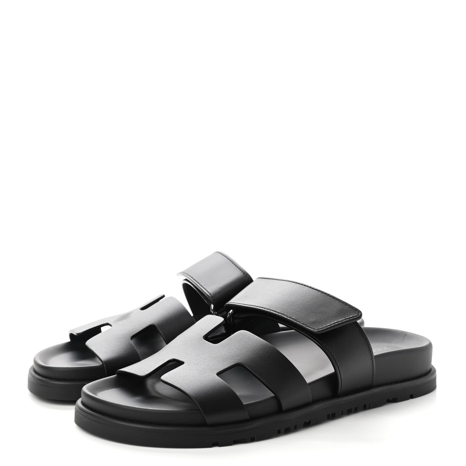 Hermes Calfskin Womens Chypre Sandals 35 Black 3 of 8
