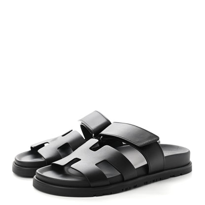 Hermes Calfskin Womens Chypre Sandals 35 Black 3 of 8