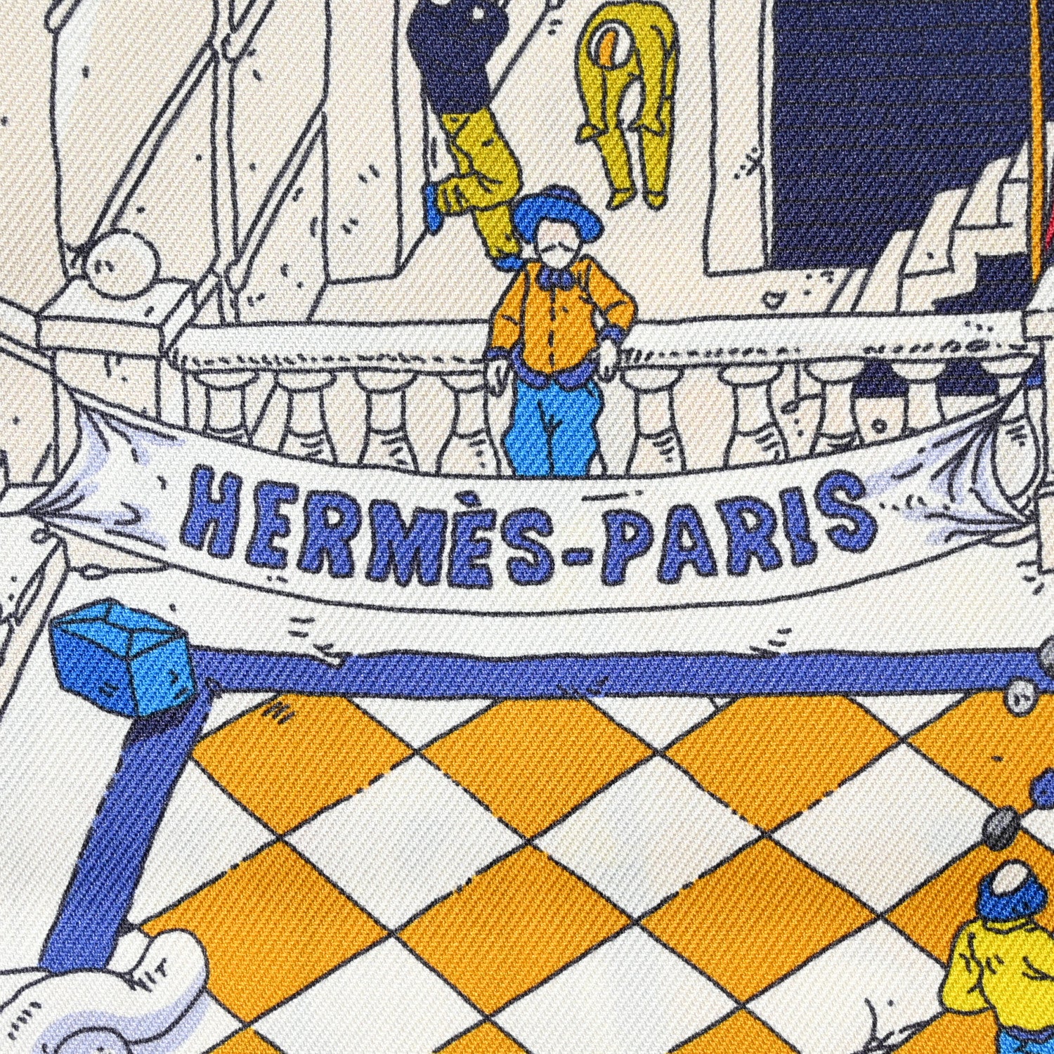 Hermes Silk Le Grand Prix du Faubourg Maxi Twilly Slim Gold Bleu Rouge 2 of 4
