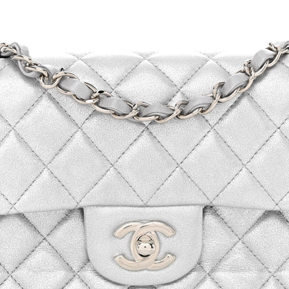 Chanel Metallic Lambskin Quilted Mini Rectangular Flap Silver 8 of 10
