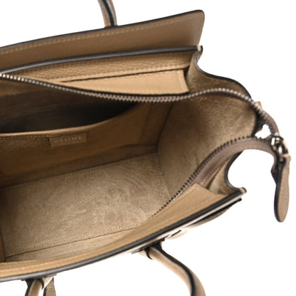 Celine Drummed Calfskin Nano Luggage Dune 5 of 10