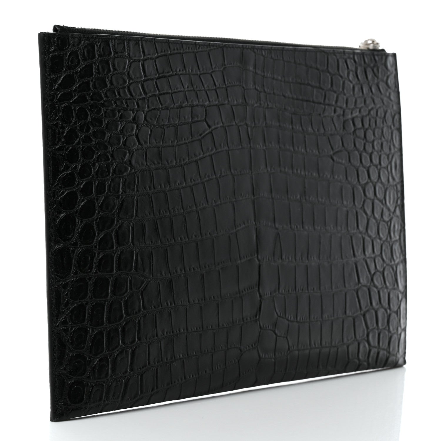 Saint Laurent Calfskin Crocodile Embossed Document Holder Black 3 of 9