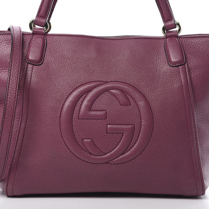 Gucci Pebbled Calfskin Small Soho Top Handle Bag Peonia Flower 9 of 20