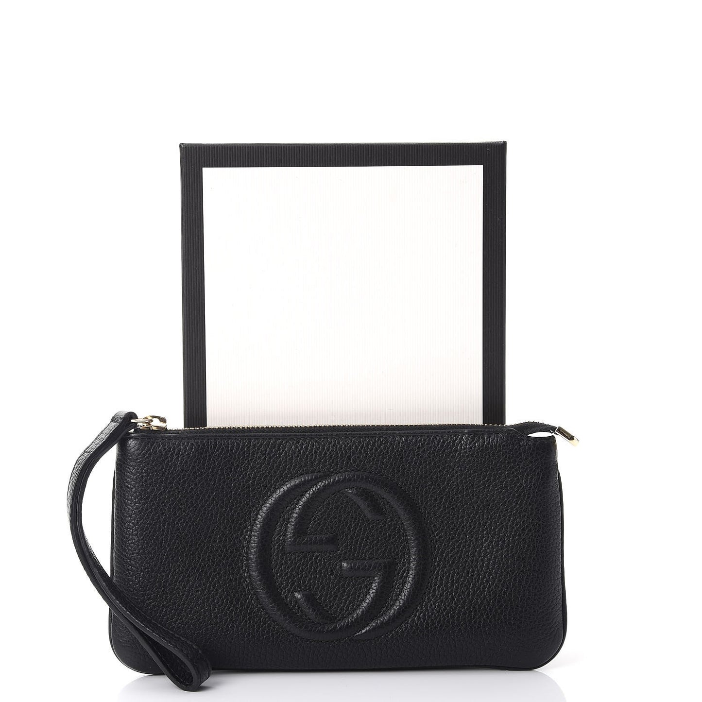 Pebbled Calfskin Soho Wristlet Black