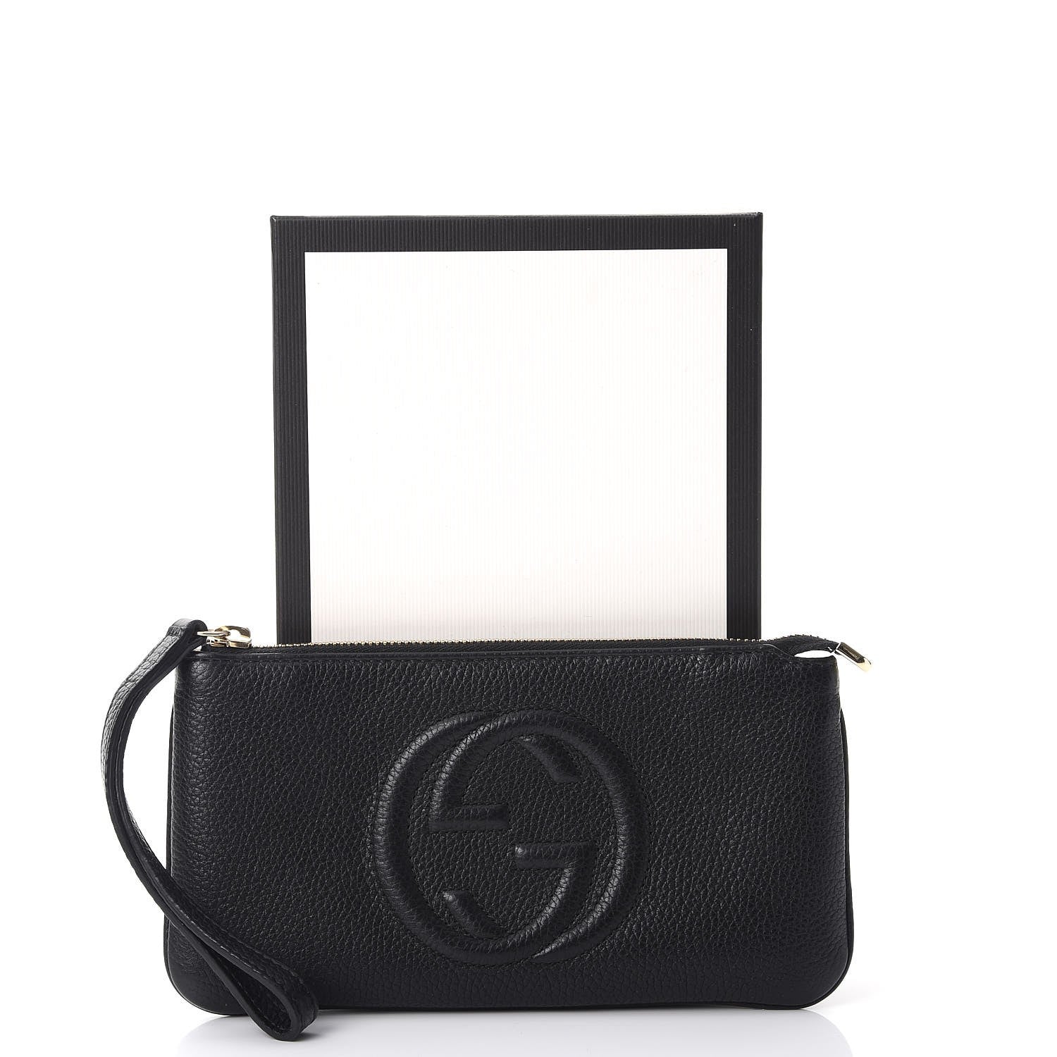 Gucci Pebbled Calfskin Soho Wristlet Black 8 of 8