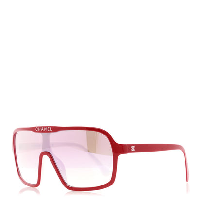 Chanel Acetate Shield Quilted Sunglasses 71655A White Red 1 of 8