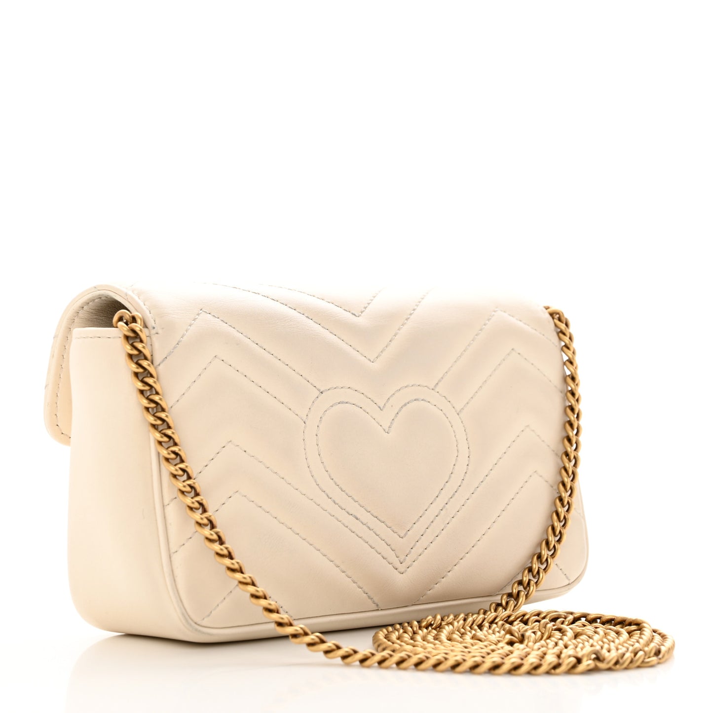 Calfskin Matelasse Super Mini GG Marmont Shoulder Bag White
