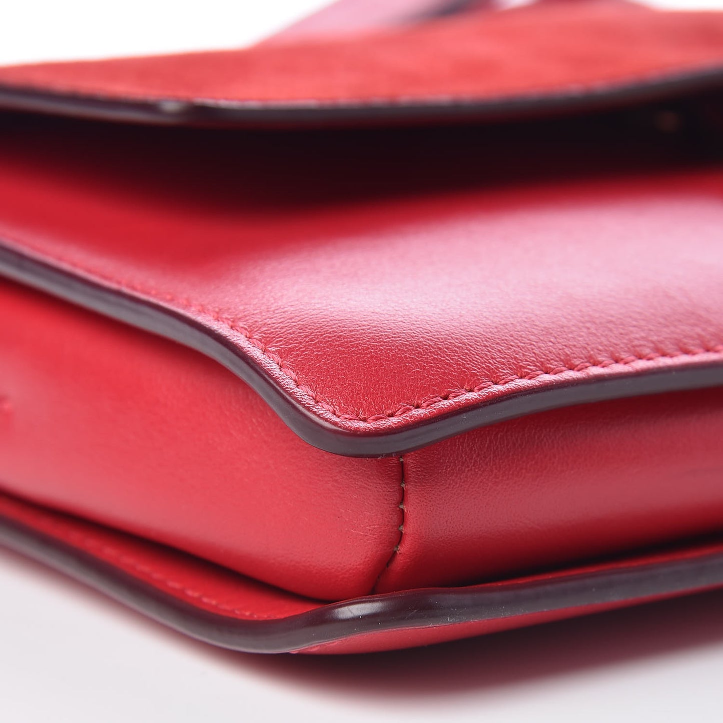 Suede Calfskin Small Faye Shoulder Bag Tulip Red