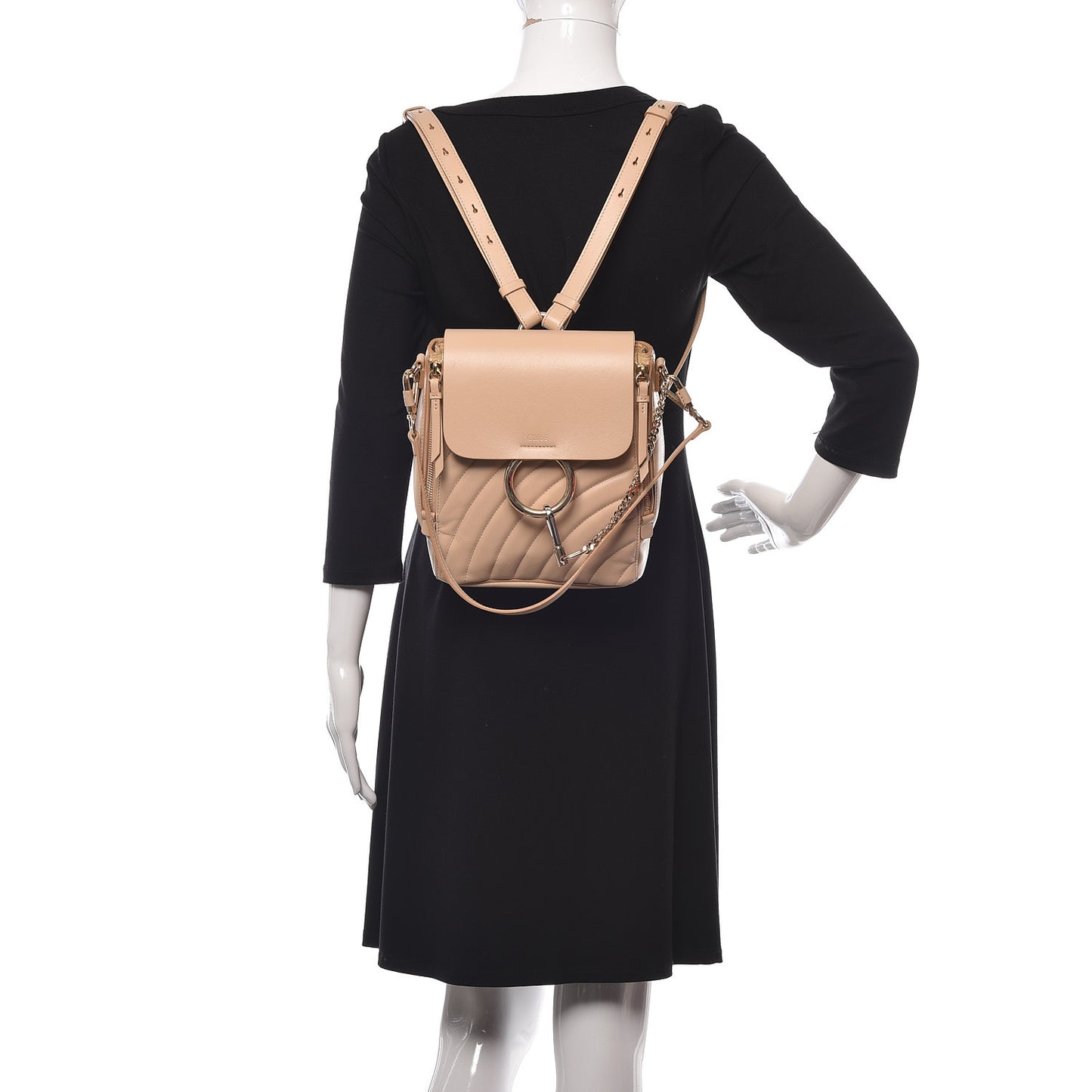 Calfskin Quilted Medium Faye Backpack Pearl Beige