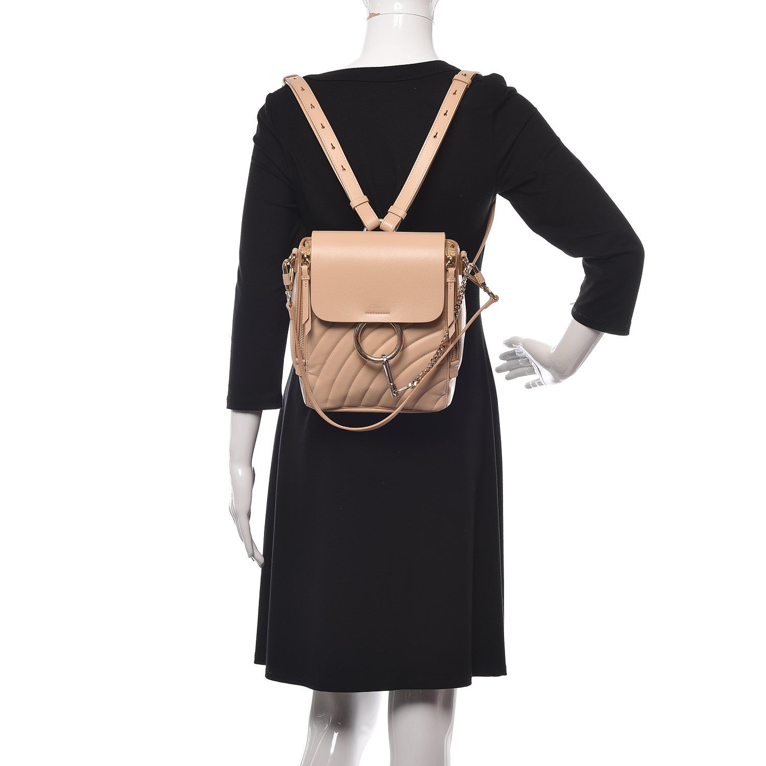 Chloe Calfskin Quilted Medium Faye Backpack Pearl Beige 2 of 14