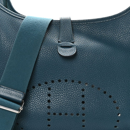 Hermes Taurillon Clemence EVELYNE III GM Vert Bosphore 8 of 10