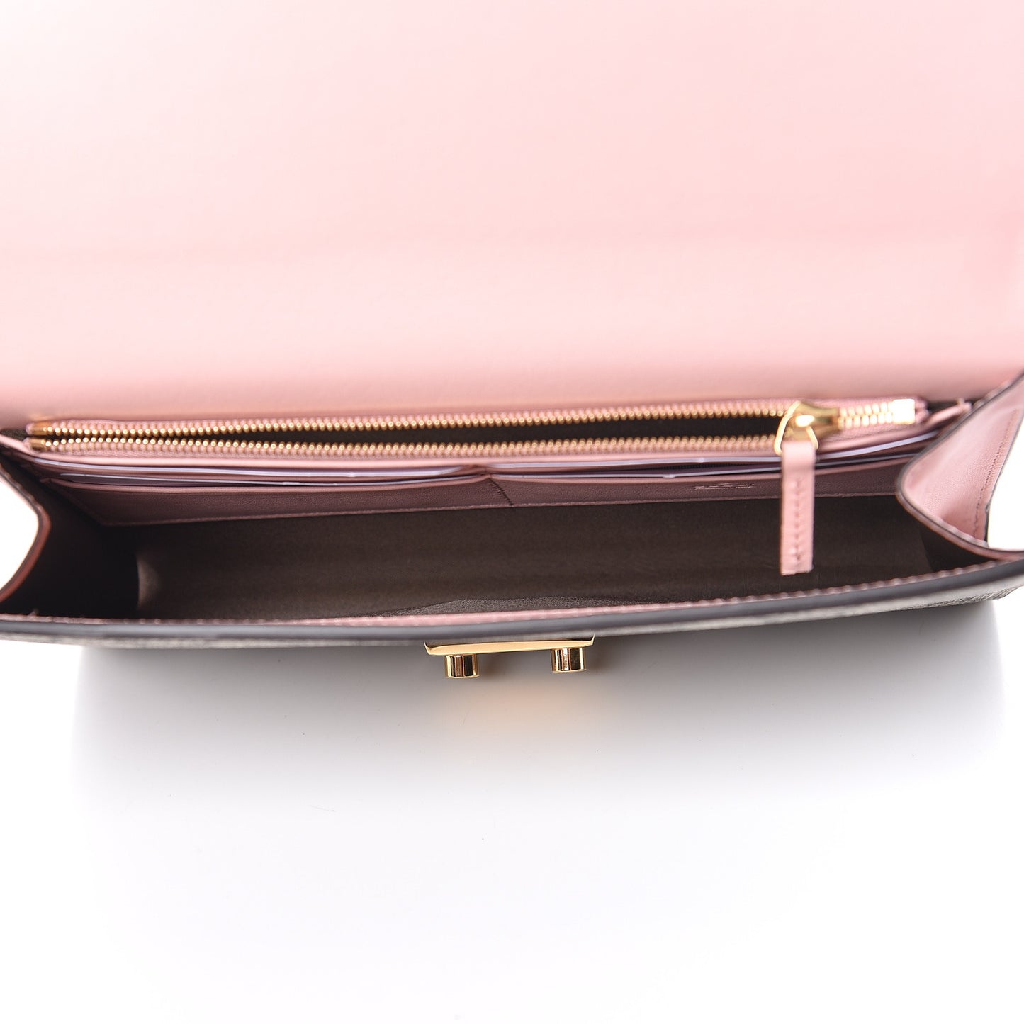 GG Supreme Monogram Calfskin Padlock Clutch Beige Perfect Pink