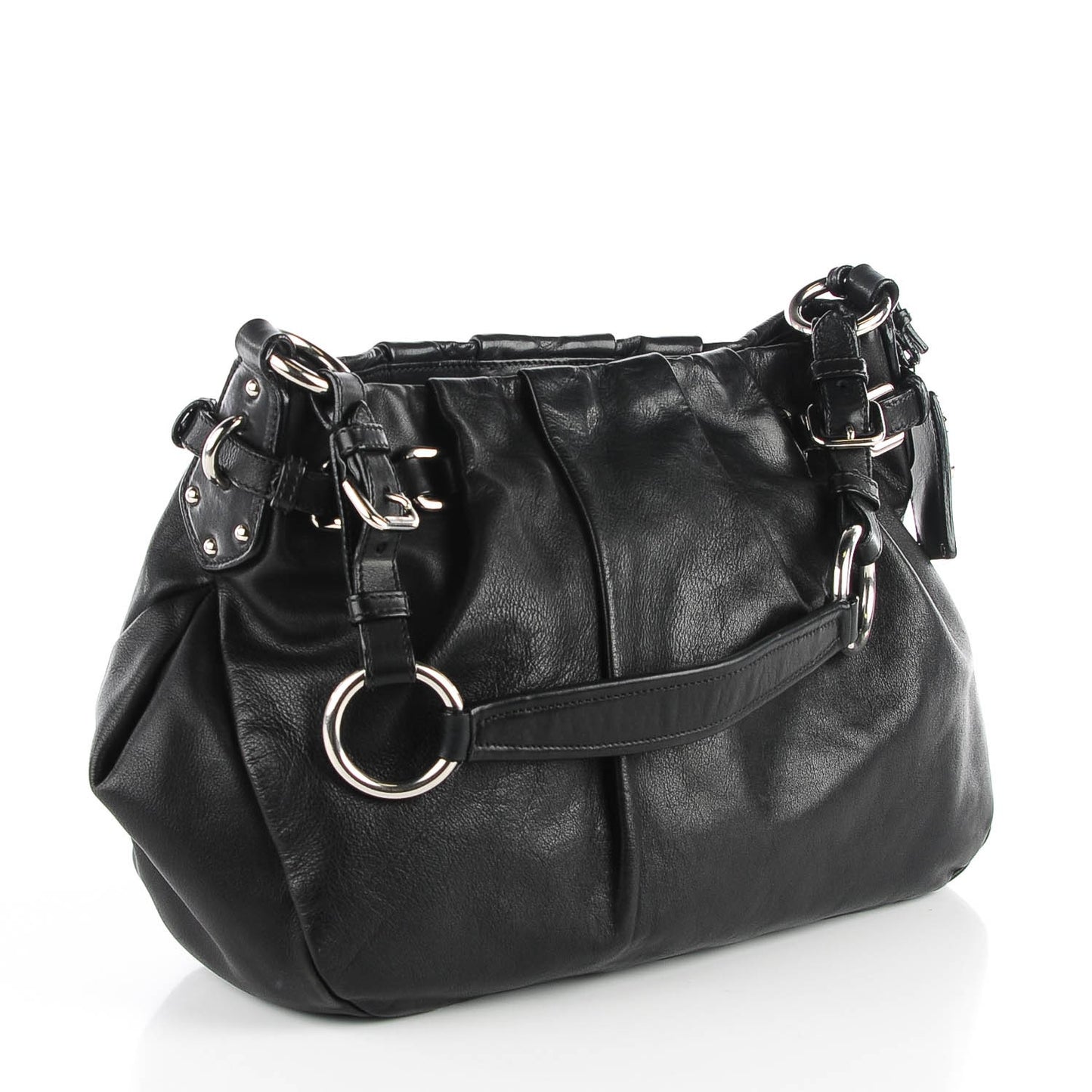 Soft Calf Pleated Hobo Nero Black