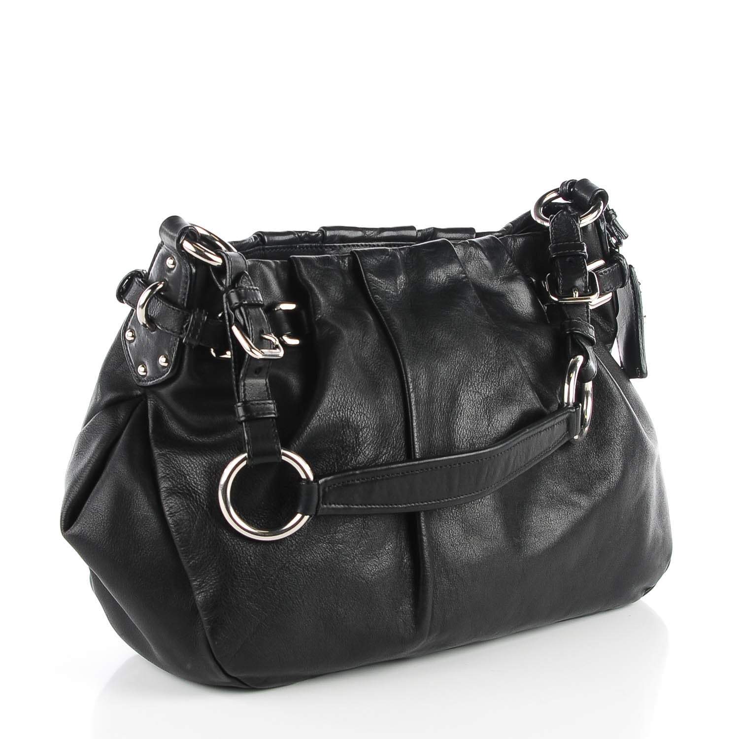 Prada Soft Calf Pleated Hobo Nero Black 4 of 10