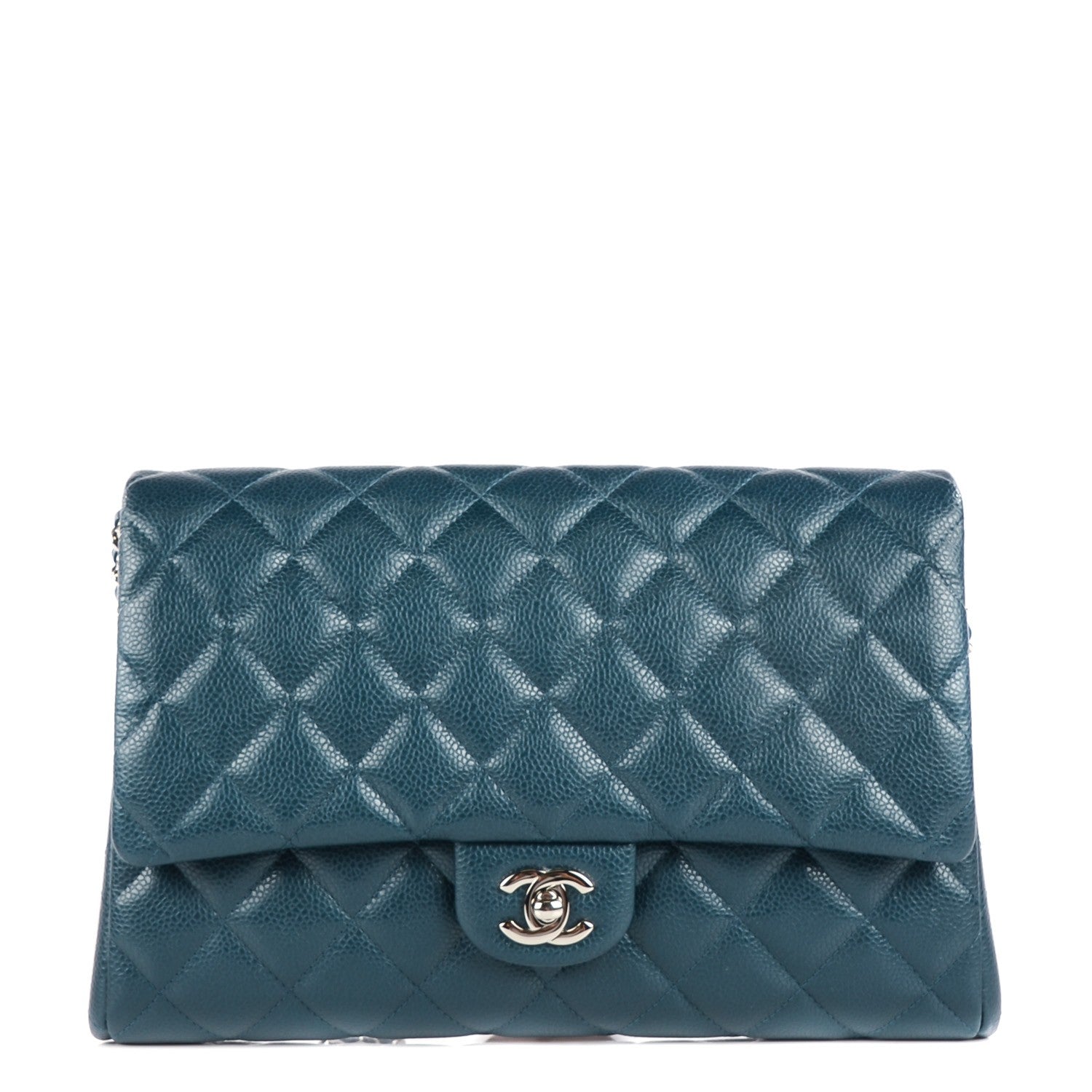 Chanel Caviar Quilted Clutch With Chain Flap Blue 1 of 8