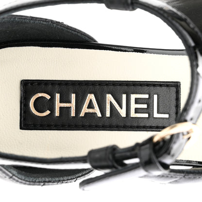 Chanel Lambskin Patent Quilted Cap Toe Mary Jane Flats 36 Black 8 of 10