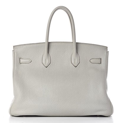 Hermes Taurillon Clemence Lizard Club Birkin 35 Gris Perle White Mykonos 5 of 39