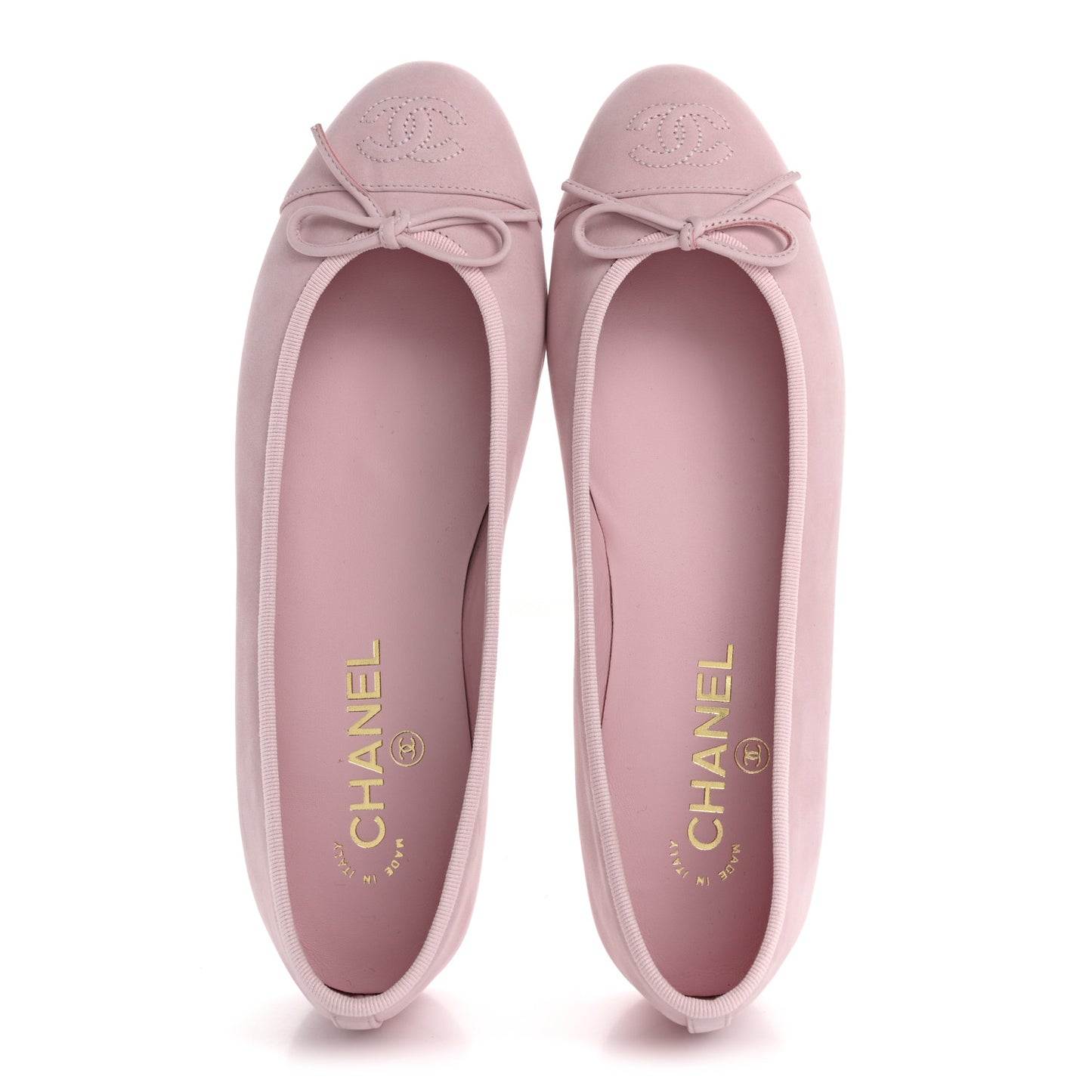 Suede Calfskin Cap Toe CC Ballerina Flats 39 Light Pink