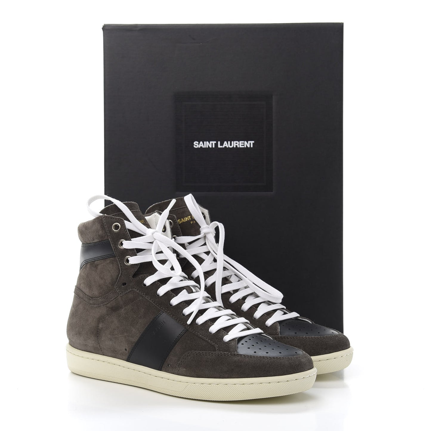 Suede Calfskin Court Classic SL/10H High Top Sneakers 40 Bronze Black