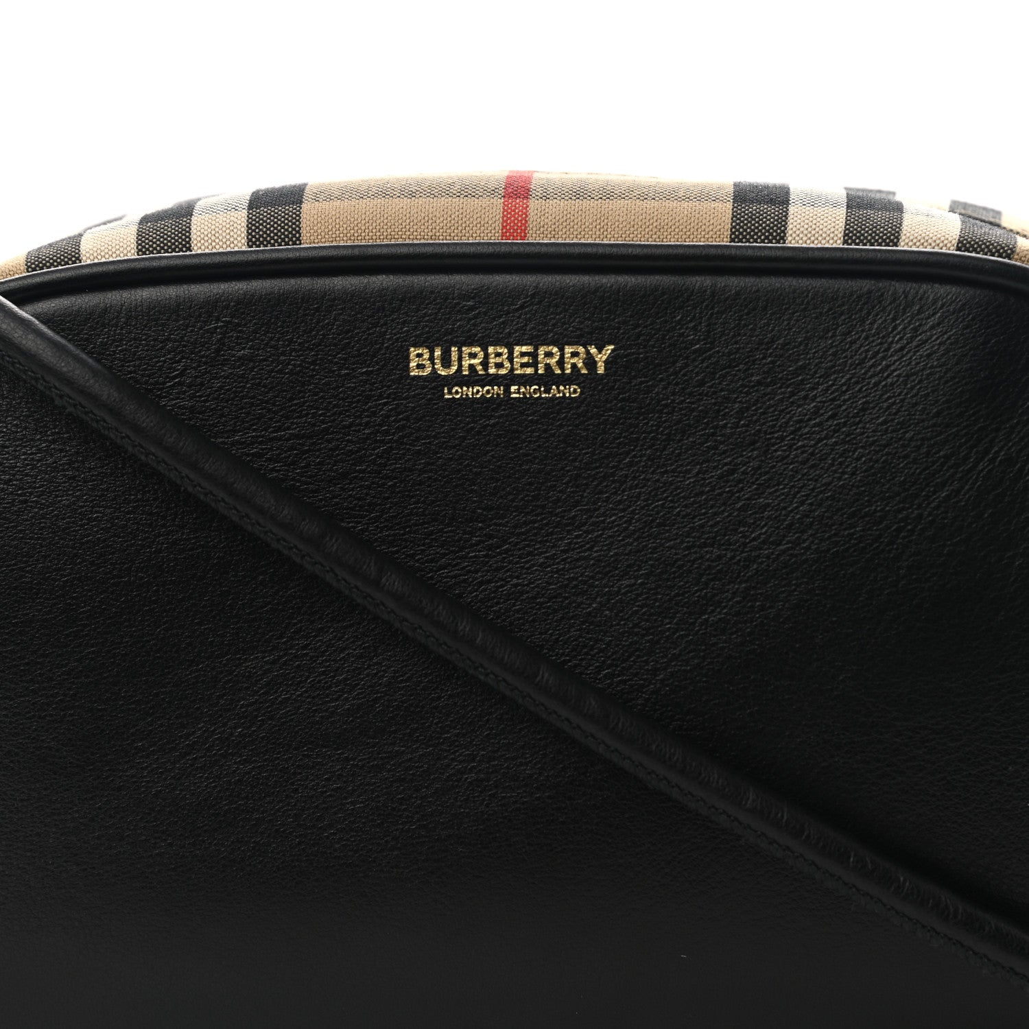 Burberry Calfskin Vintage Check Half Cube Crossbody Bag Black 8 of 10