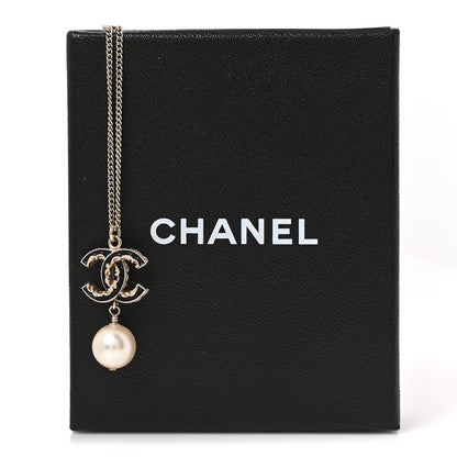 Chanel Pearl CC Drop Necklace Silver Black 5 of 5