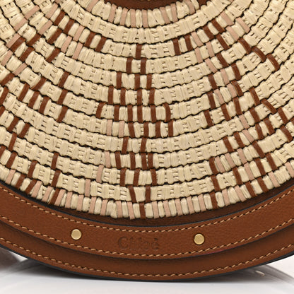 Chloe Calfskin Suede Raffia Medium Pixie Bag Caramel 8 of 12