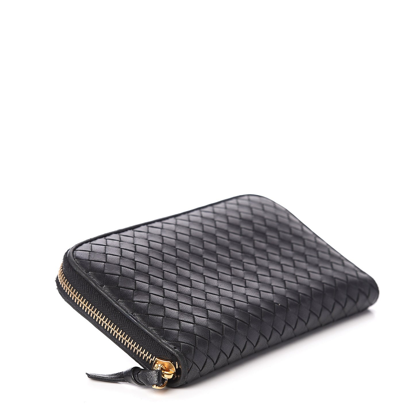 Nappa Intrecciato Zip Around Wallet Black