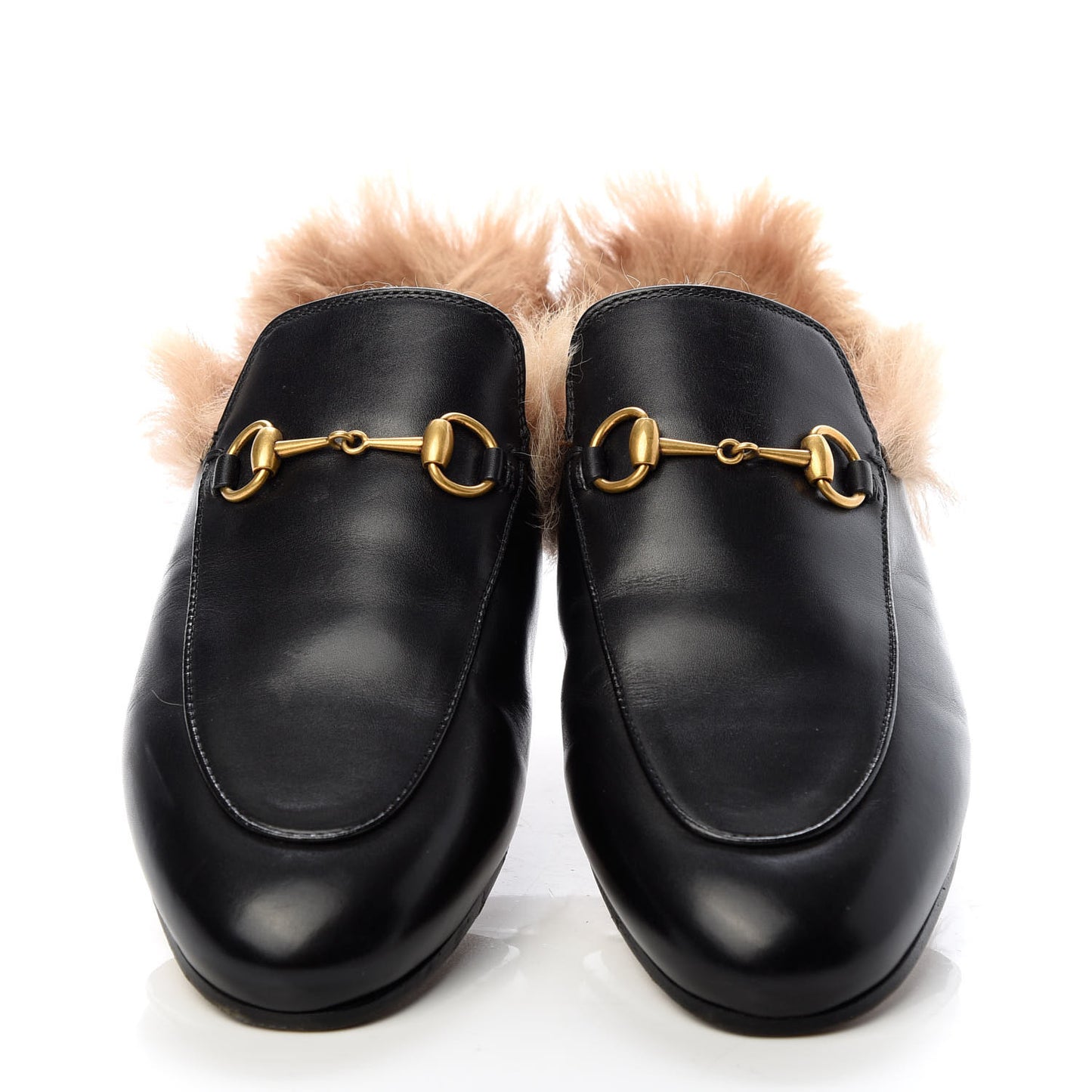 Calfskin Fur Womens Princetown Slippers 38 Black