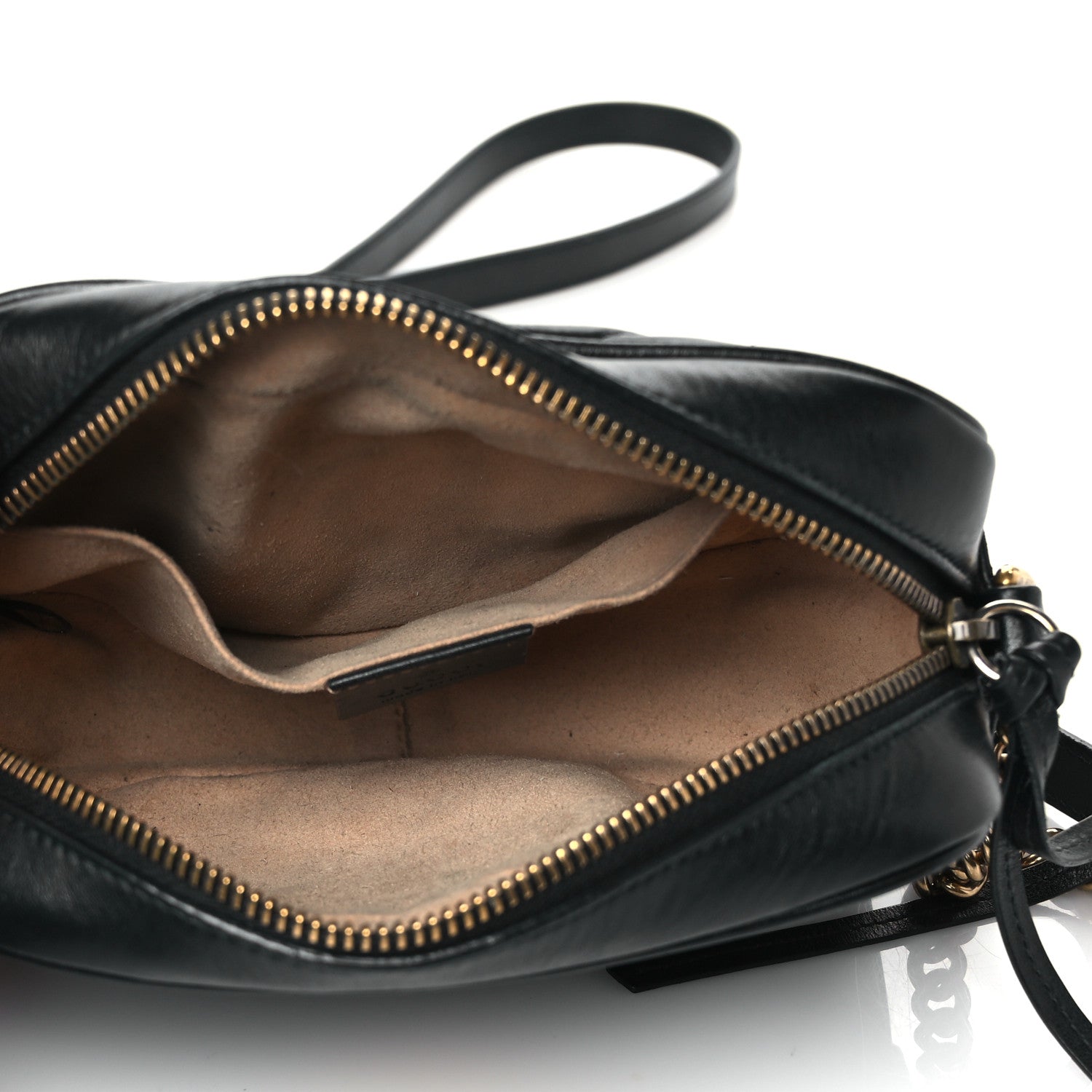 Gucci Calfskin Matelasse Mini GG Marmont Chain Shoulder Bag Black 5 of 11