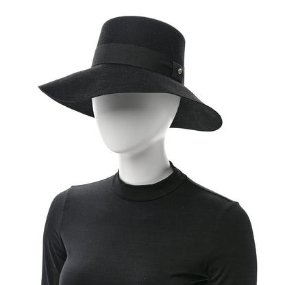 Hermes Rabbit Felt Farrah Clou de Selle Hat 56 Black 2 of 8