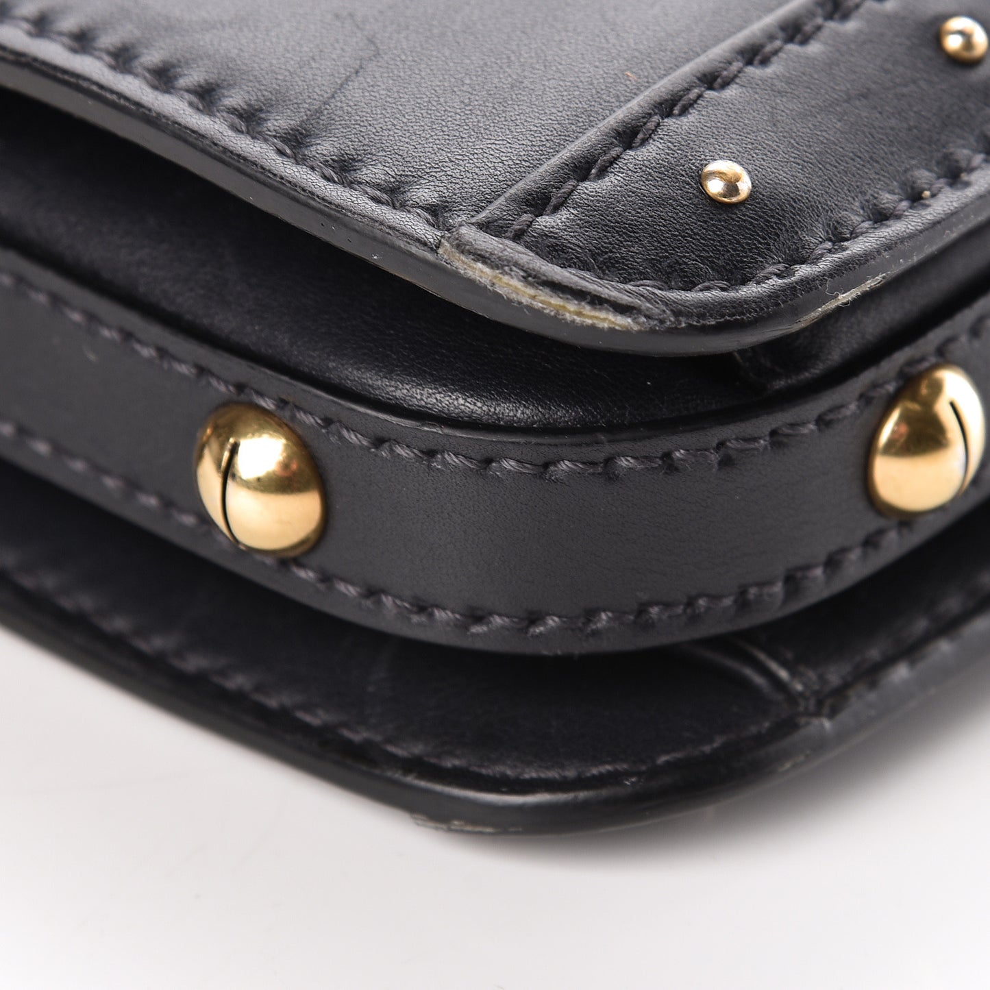 Calfskin Studded Square Dioraddict Flap Black