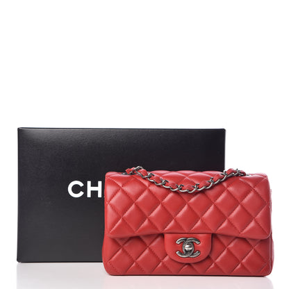 Chanel Lambskin Quilted Mini Rectangular Flap Red 9 of 9