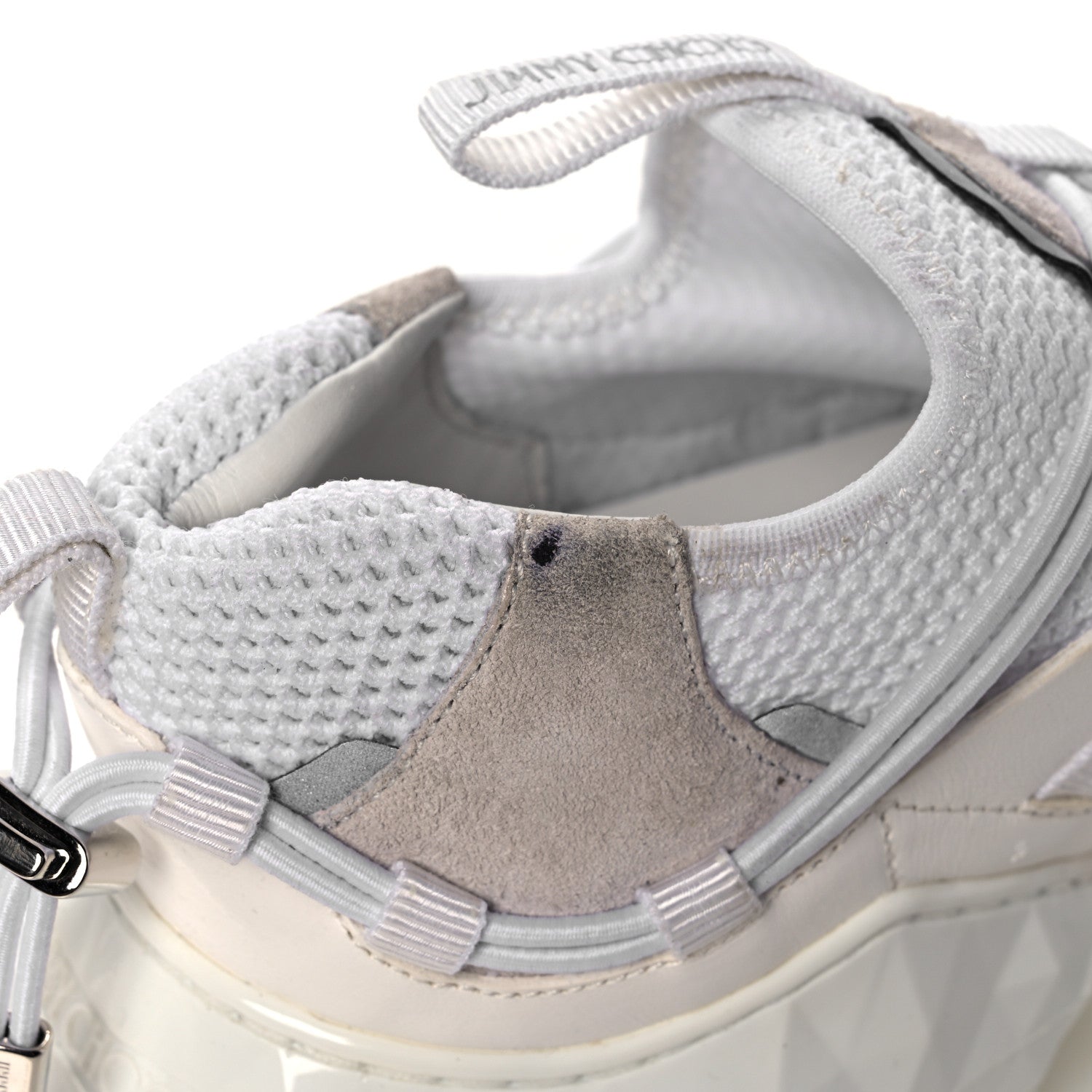Jimmy Choo Calfskin Mesh Diamond F Low Top Sneaker 40.5 White Beige 9 of 9