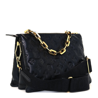 Louis Vuitton Lambskin Embossed Monogram Coussin PM Black 3 of 12