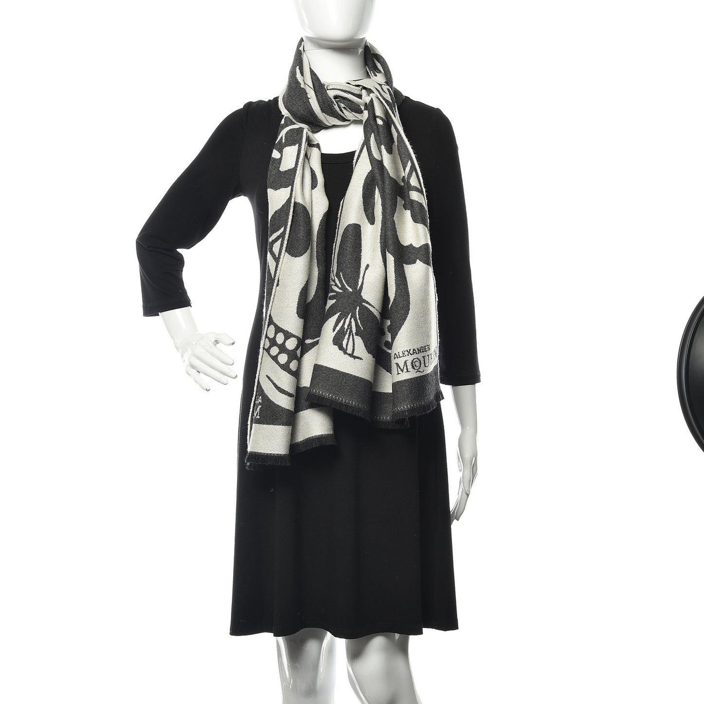 Wool Skull Butterfly Stole Scarf Black