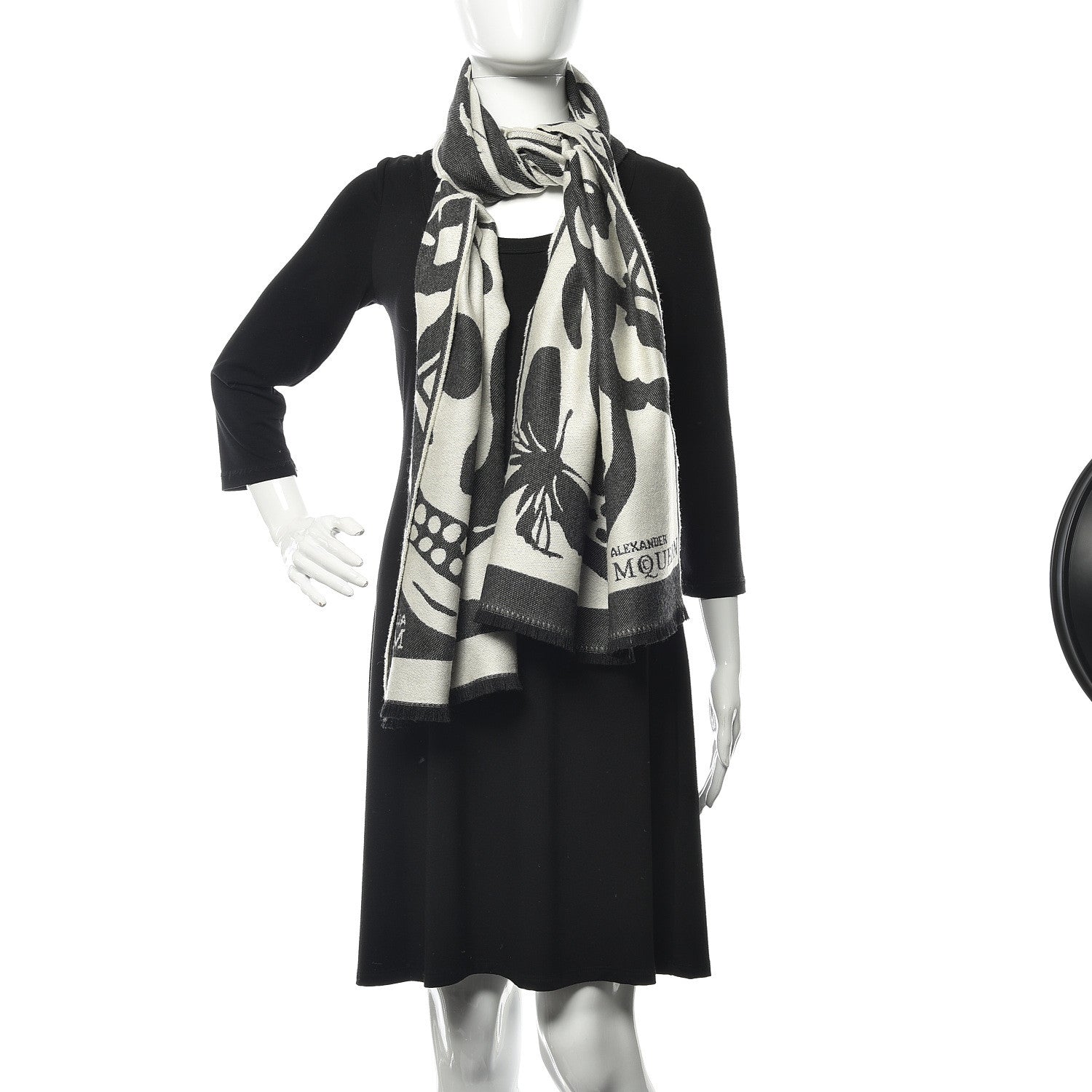 Alexander McQueen Wool Skull Butterfly Stole Scarf Black 2 of 5