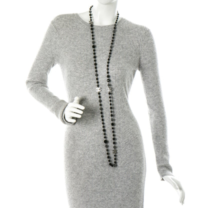 Chanel Ruthenium Beaded CC Long Necklace Black 2 of 4