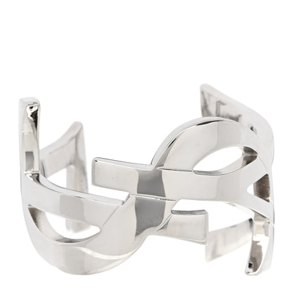 Saint Laurent Brass Monogram Cuff Bracelet Palladium 1 of 4