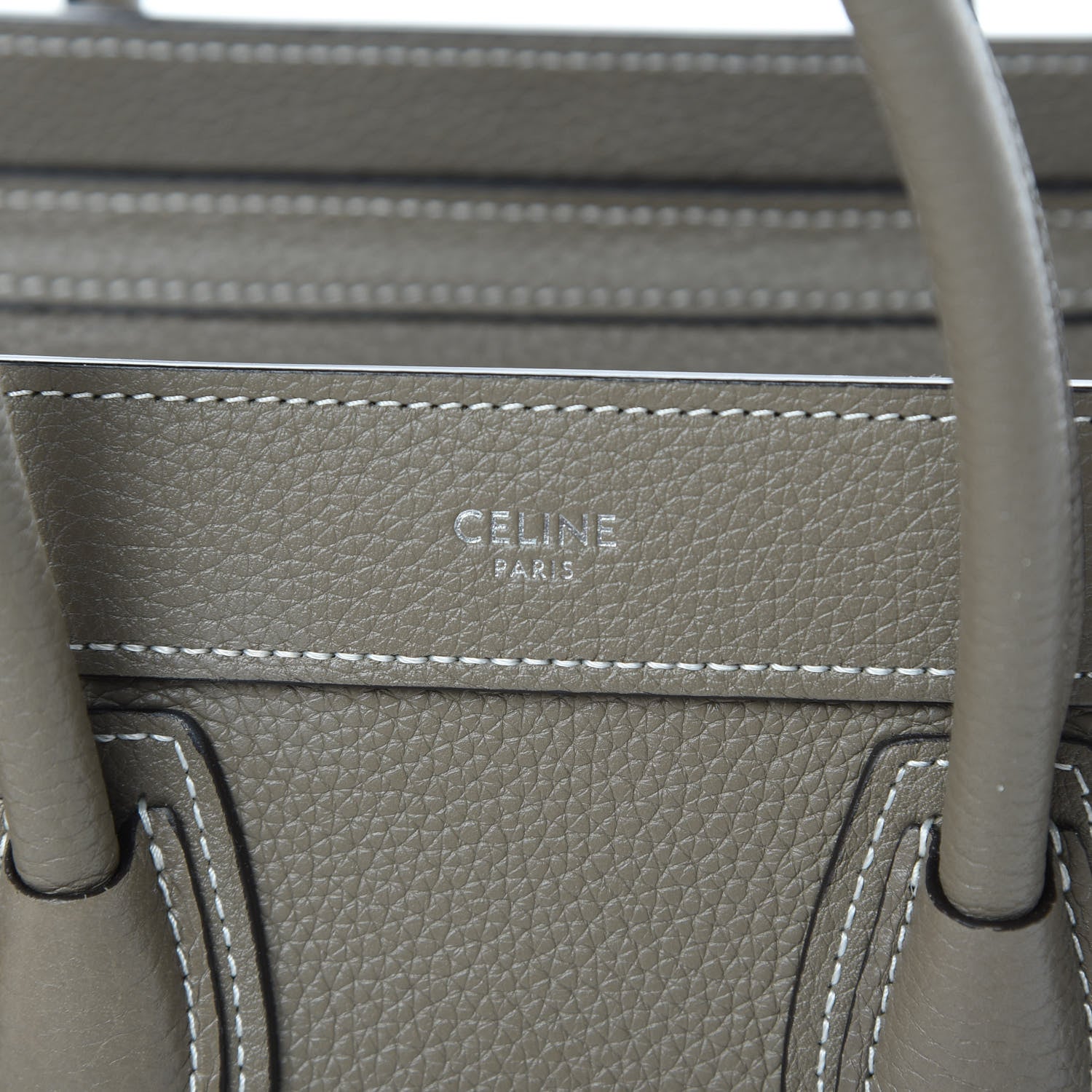 Celine Drummed Calfskin Nano Luggage Souris 6 of 11